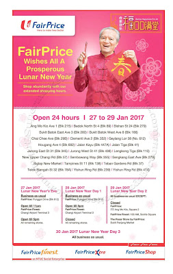 NTUC FairPrice CNY Opening Hours 27 - 29 January 2017 ~ Supermarket