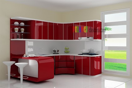 Kitchenset Pelangi Desain Interior kitchen set merah  marun 