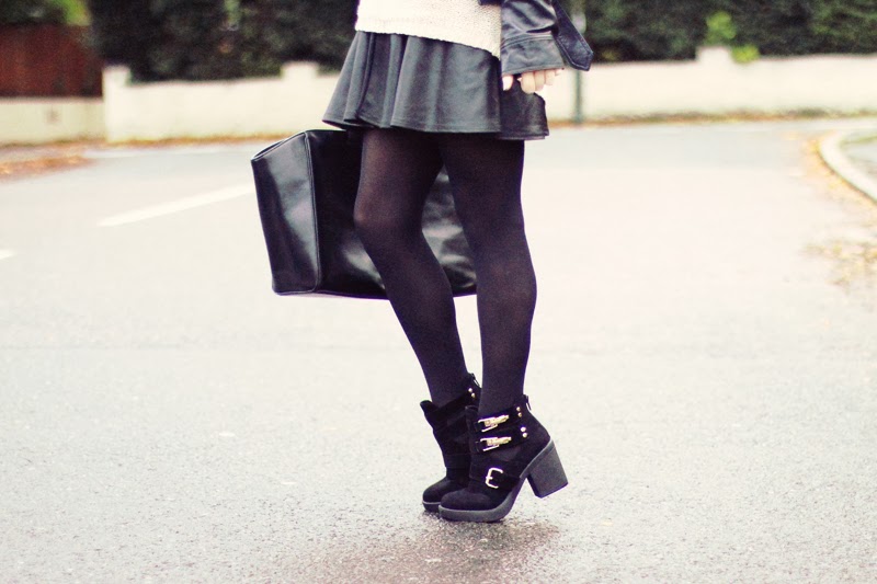 SKATER SKIRT AND CUT OUT BOOTS - Petite Side of Style