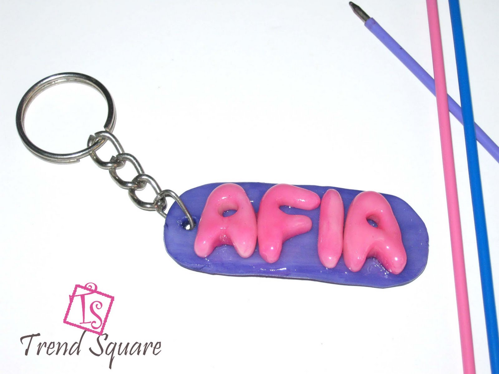 Trend Square Name Keychain