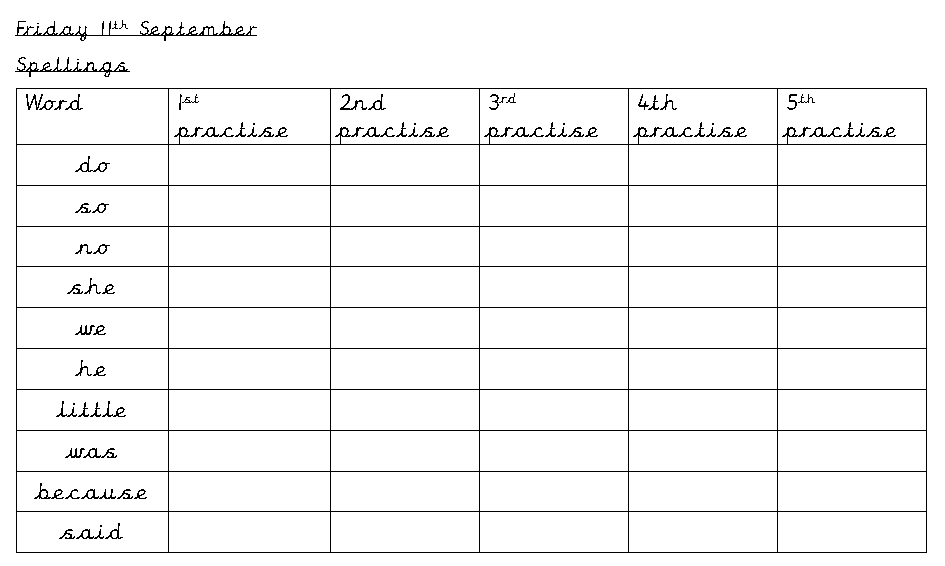 Spelling homework generator picture