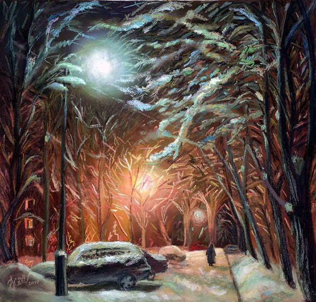 зима в живописи Н. Жаденова