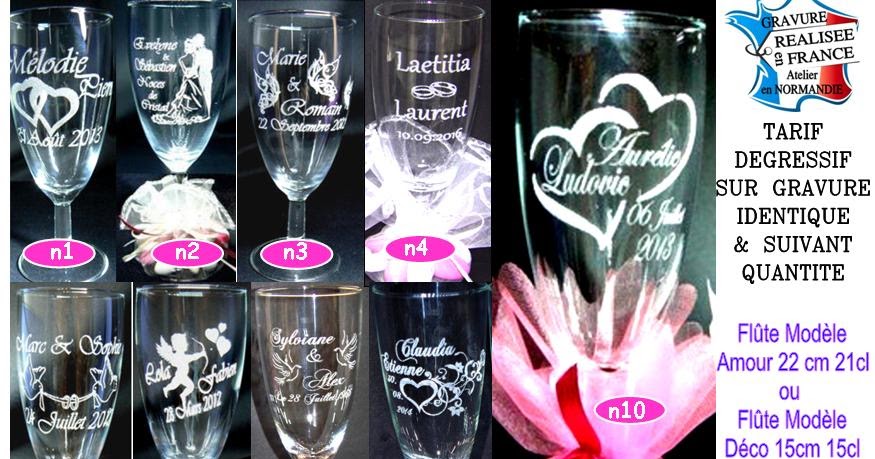 Flûte à Champagne Personnalisé Mariage Pas Cher GRAVURE SUR VERRE,1.48€ Verre gravé,flute gravée,mariage,bapteme,cadeau