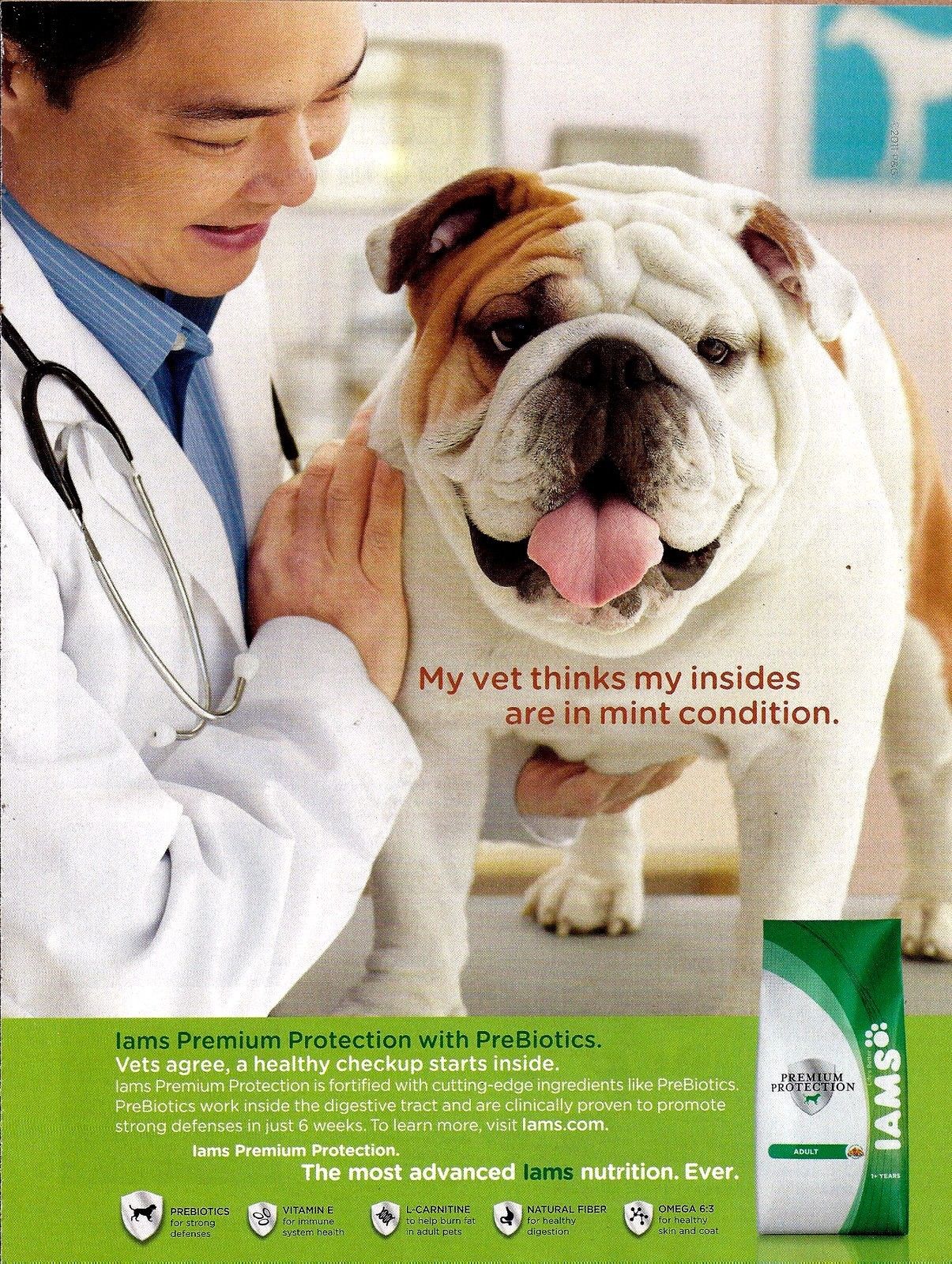 2011 IAMS PET FOOD Magazine Ad AT THE VET ProBiotics Bulldog Old Magazine Ads