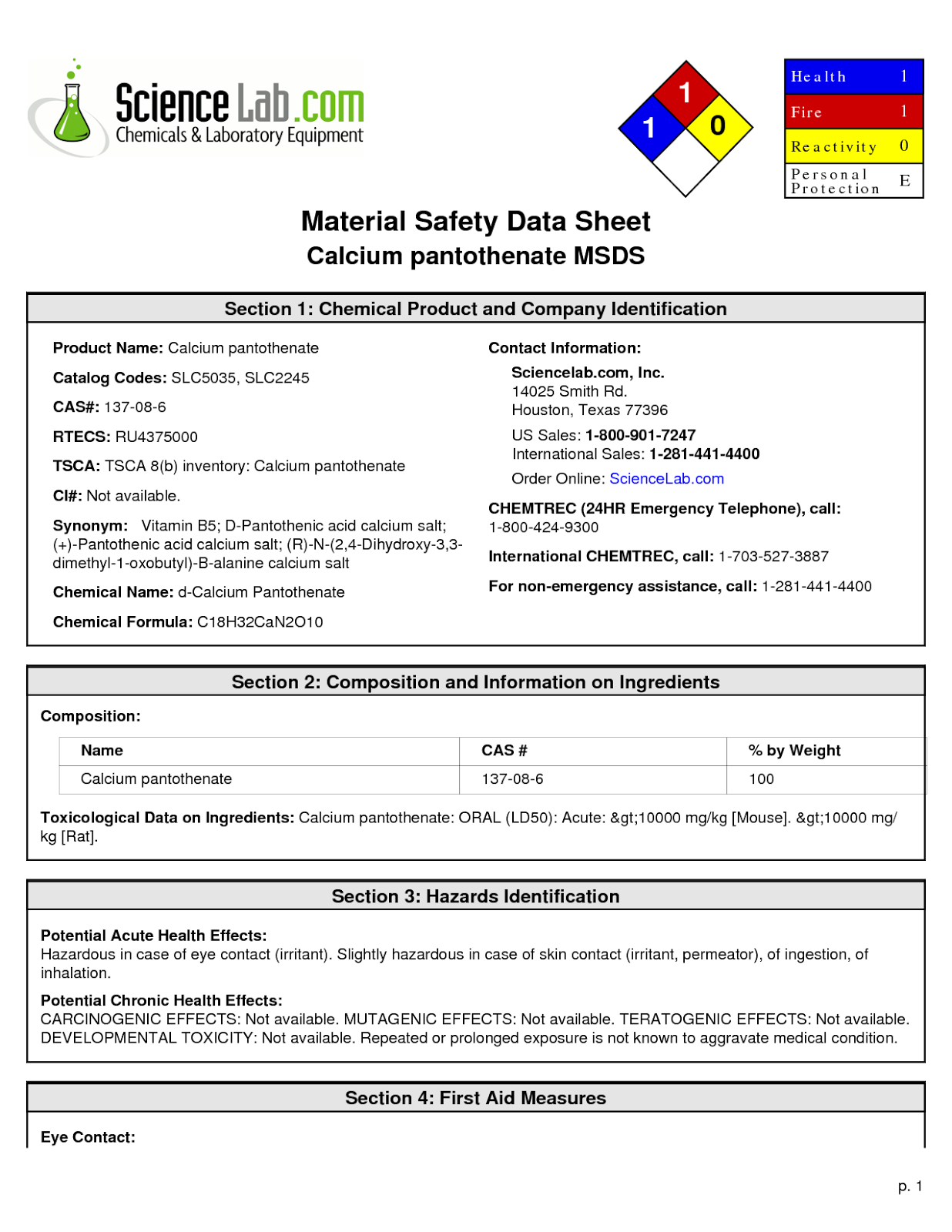 Msds sheets