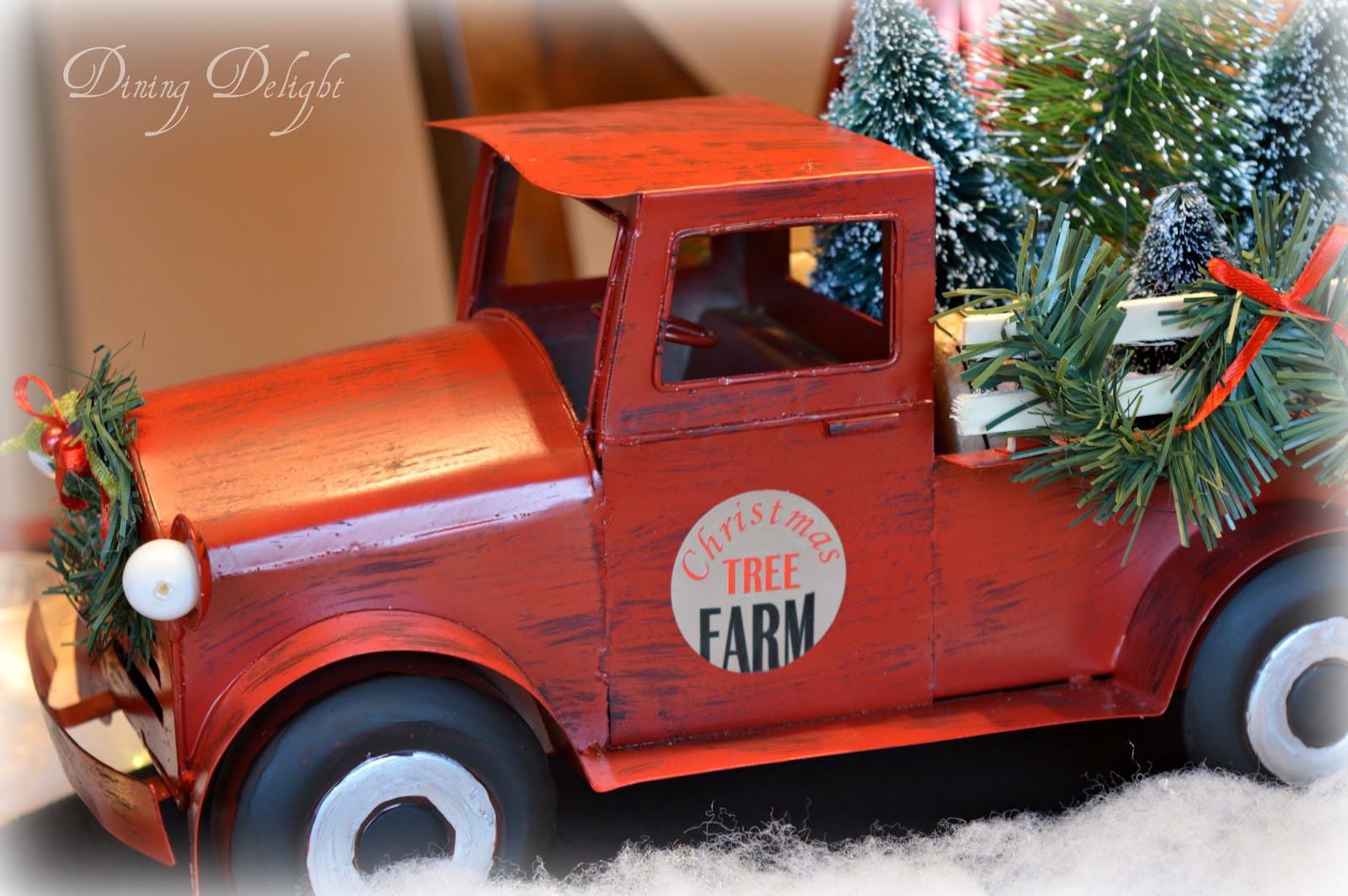 Dining Delight Red Truck Christmas Tablescape