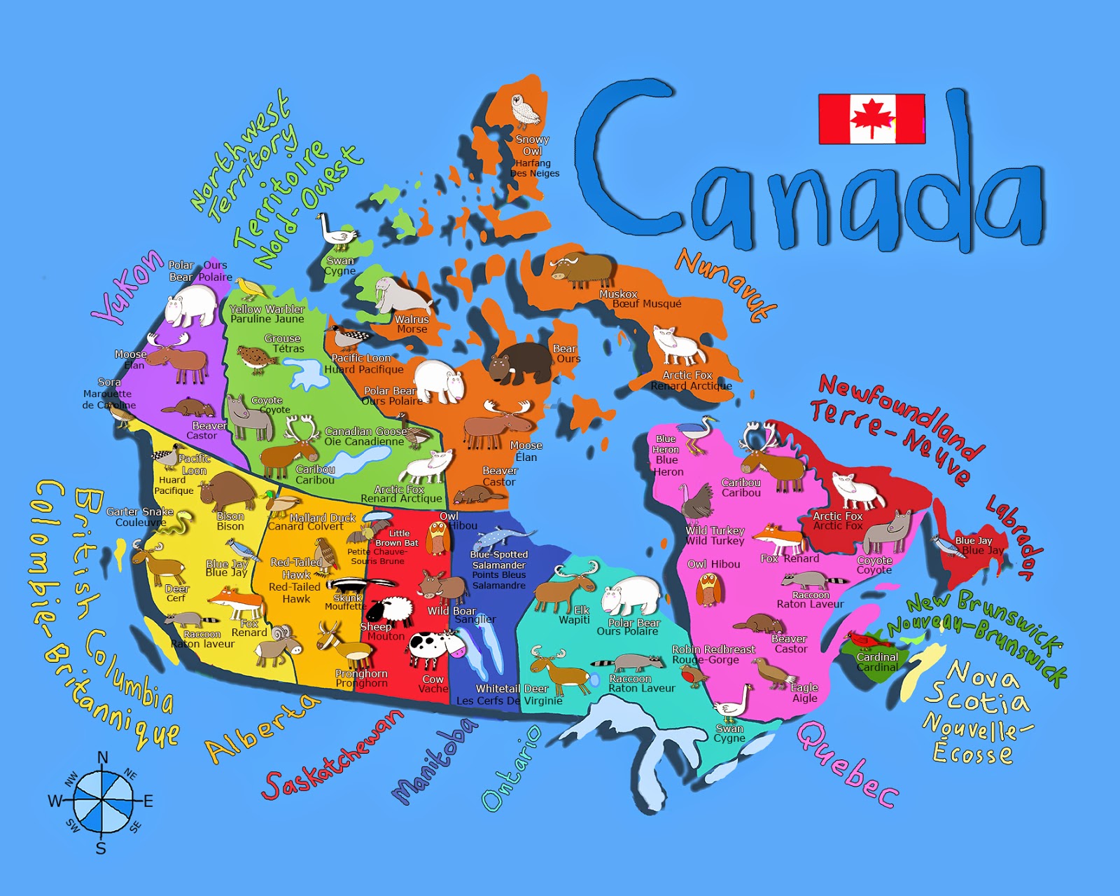 fun-map-of-canada-for-kids-with-animals-canada-for-kids-map-of