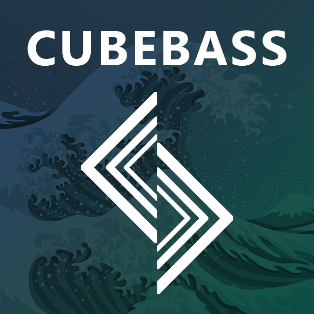 Cubebass - J-Core, NxC, Future Bass, EDM Imagen con el logotipo de Cubebass y las letras Cubebass en blanco