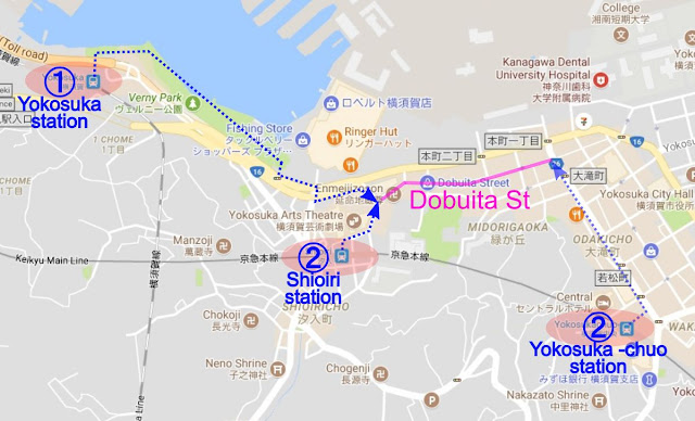 Walking map to Dobuita St from the nearest stations.