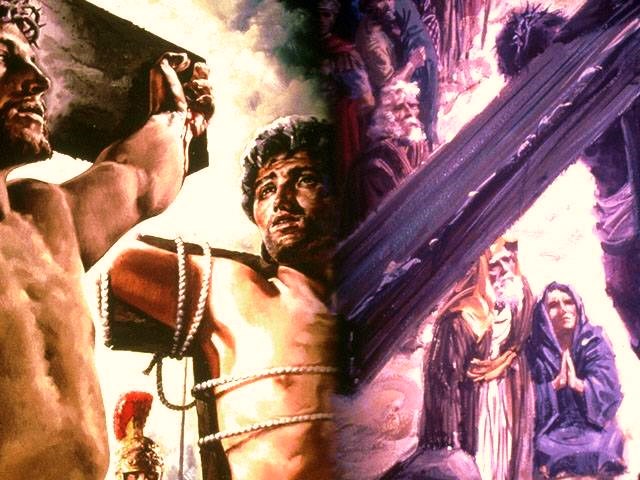 Отче прости им ибо не ведают что творят. Иисус сказал разбойнику. Крест благоразумный разбойник. Мантенья голгофа. Иисус сказал разбойнику.