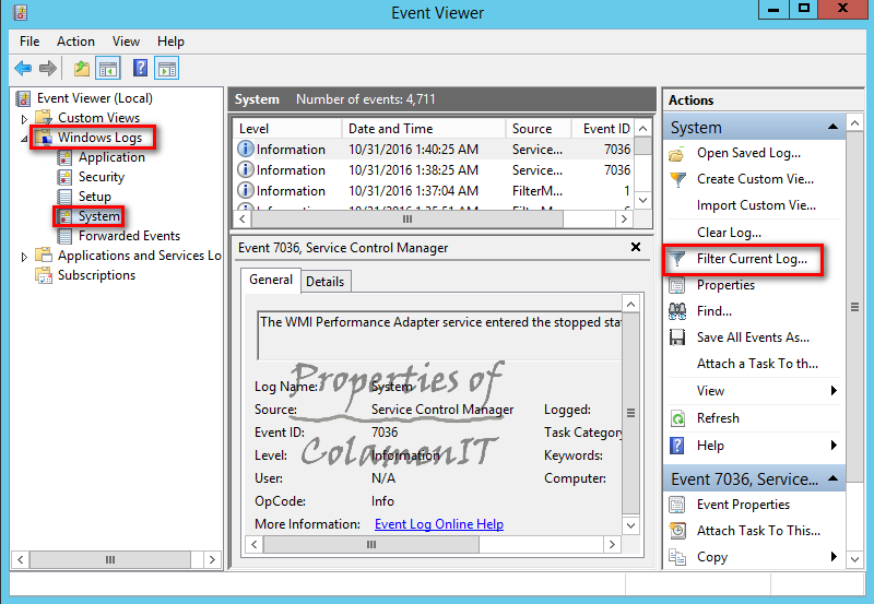 Event viewer. Event viewer
