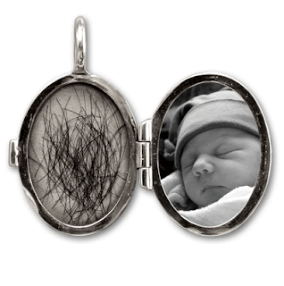 Sterling Silver Oval Locket with Baby Photo and Hair