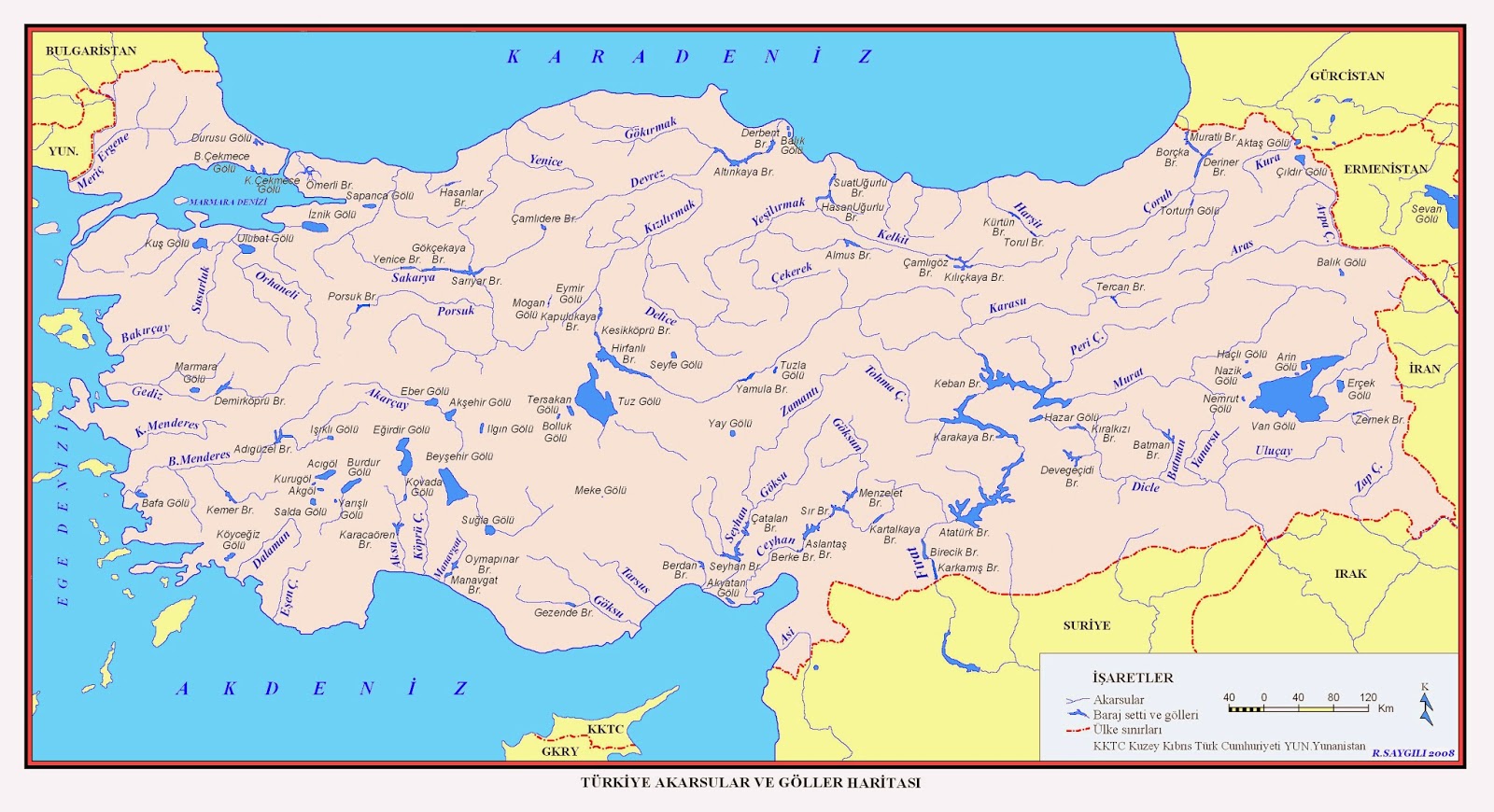 Türkiye Akarsular Göller ve Barajlar Haritası Türkiye Akarsular Göller ve Barajlar Haritası