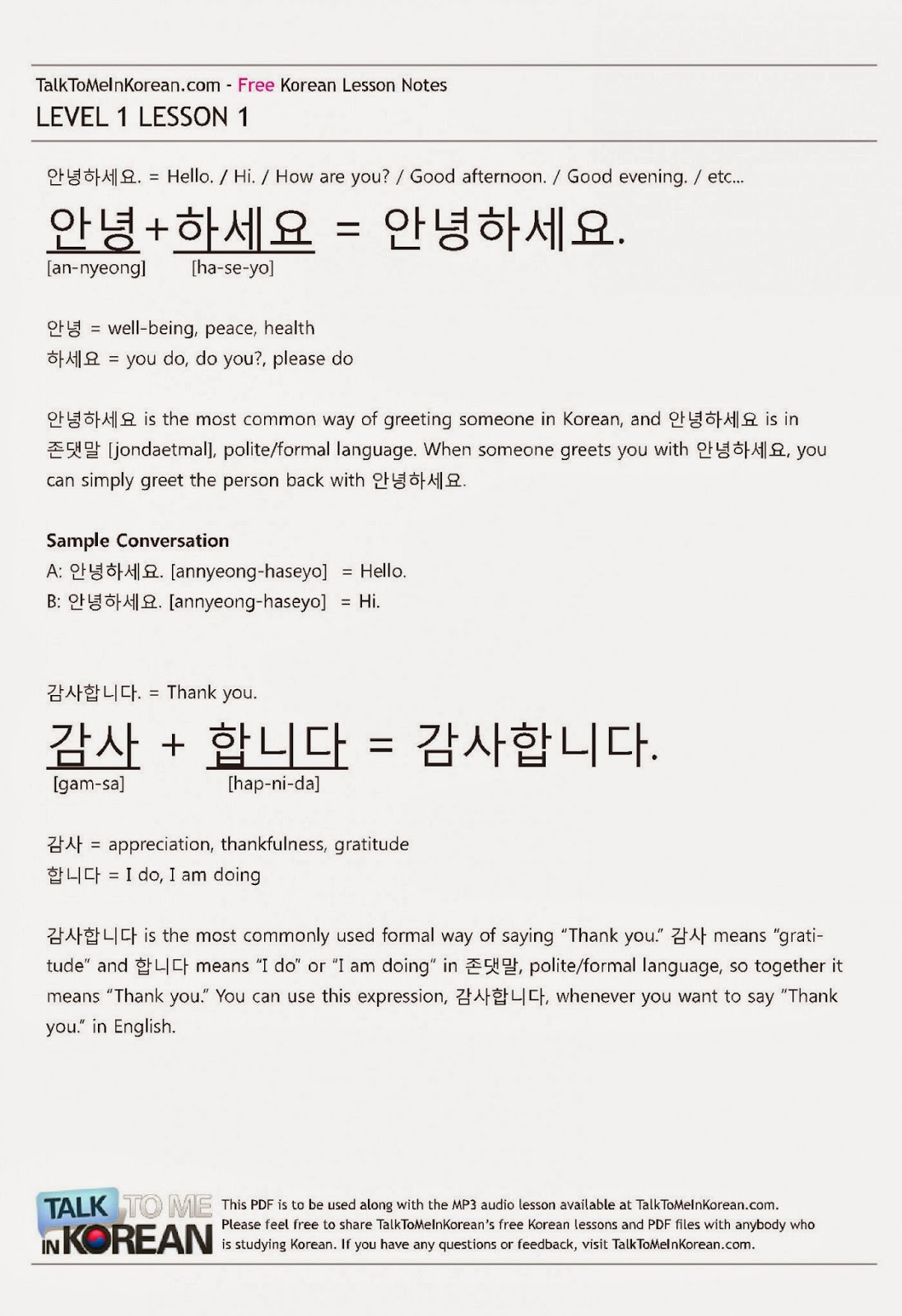 File học tiếng Hàn theo bài khi tải về