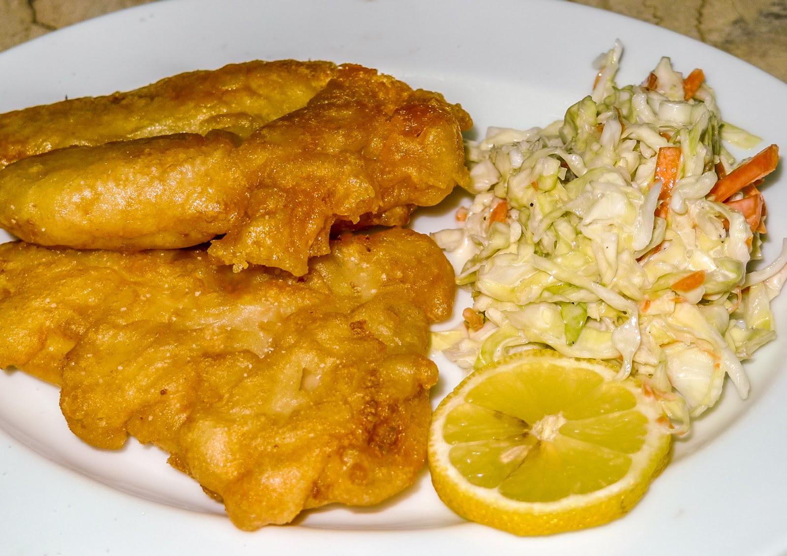 I AM A FOODIE Beer Battered Fish Fry with Coleslaw