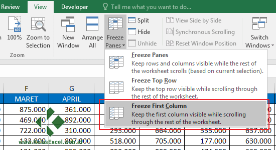 Cara Freeze Panes Kolom Pertama Excel 2