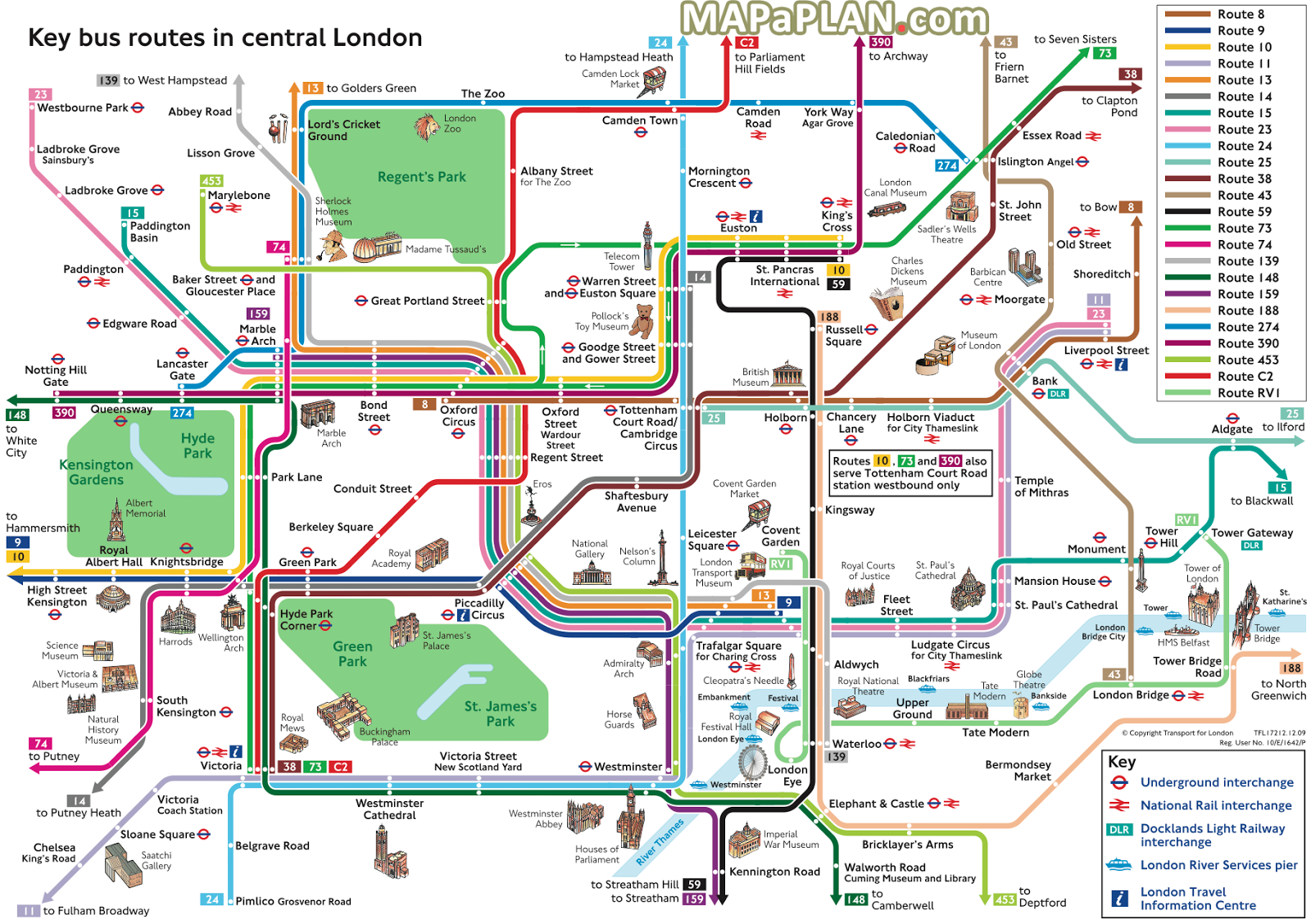 Key Bus Routes In Central London with Top Tourist Attractions Vivid  Key Bus Routes In Central London with Top Tourist Attractions Vivid