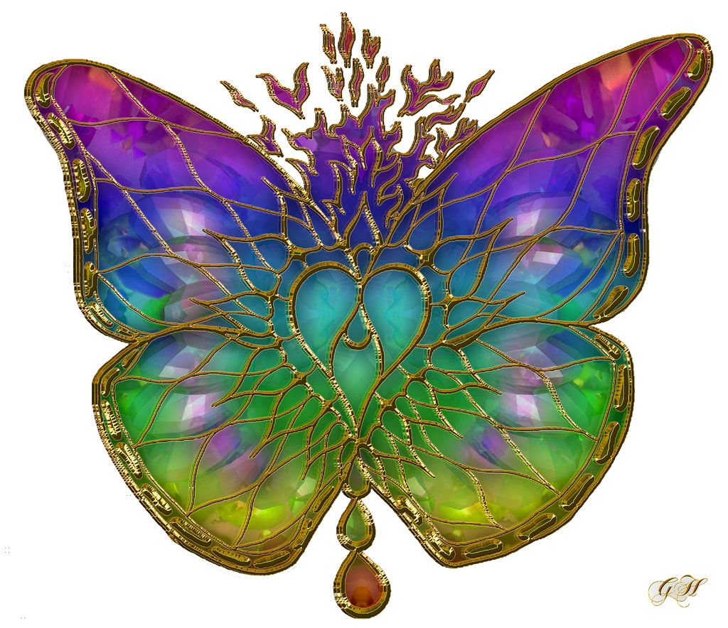 7. Rainbow colored butterfly