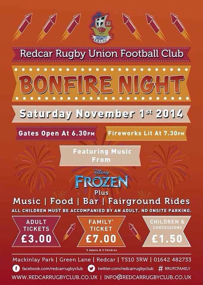 Redcar, North Yorkshire, UK. Redcar Rugby Club present a night of
