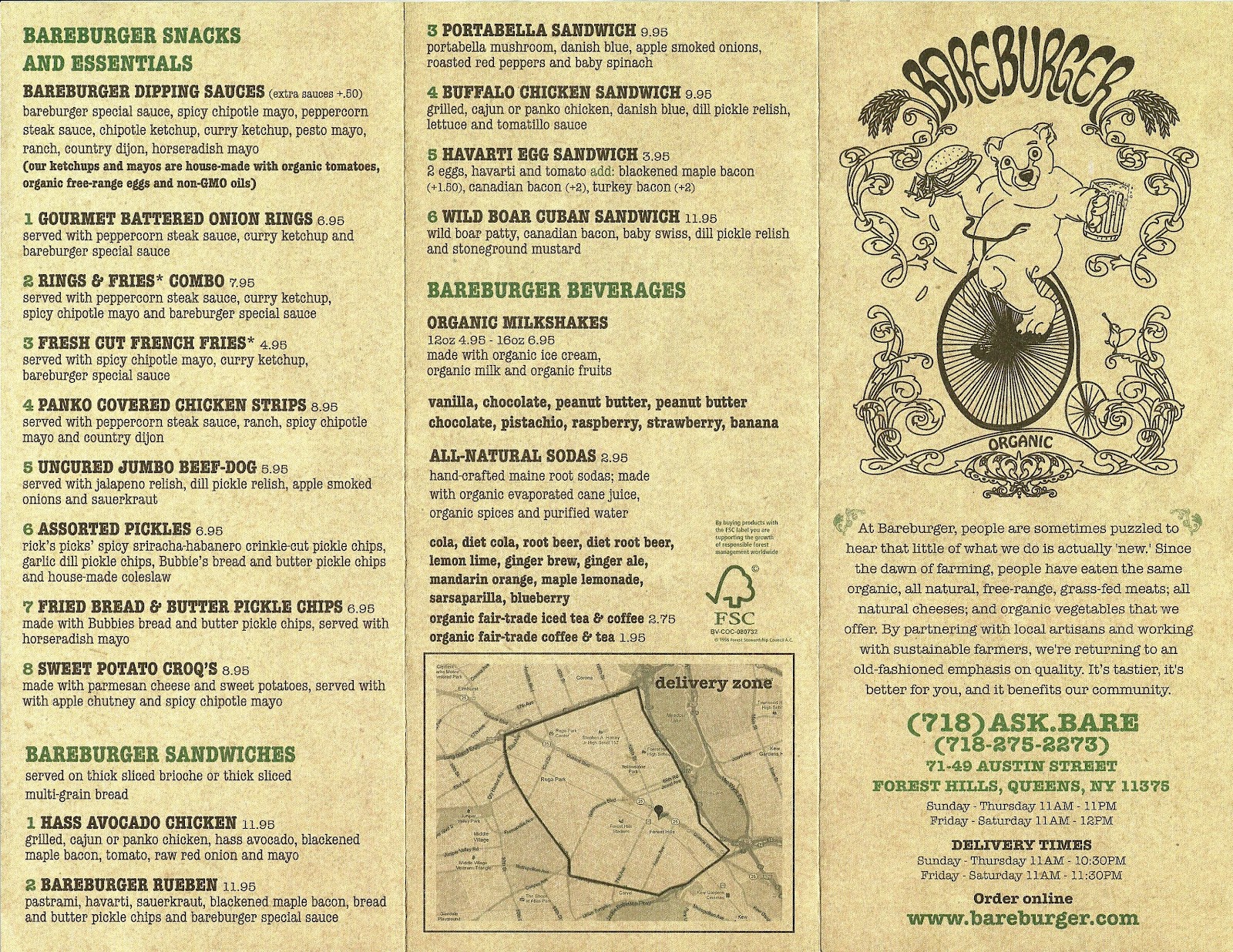 Edge of the City: Bareburger's Menu