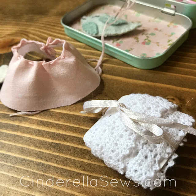 How to Make a Tiny Doll Skirt: Make this tiny doll skirt as a scrap busting project for extra fabric or as a beginner tutorial for your child who wants to make their doll's own clothes. Tutorial includes free downloadable PDF pattern and links to the adorable Miss Marie Mouse pattern #freepattern #sewingpattern #sewingproject #miniatures #dolls #sewinginspiration