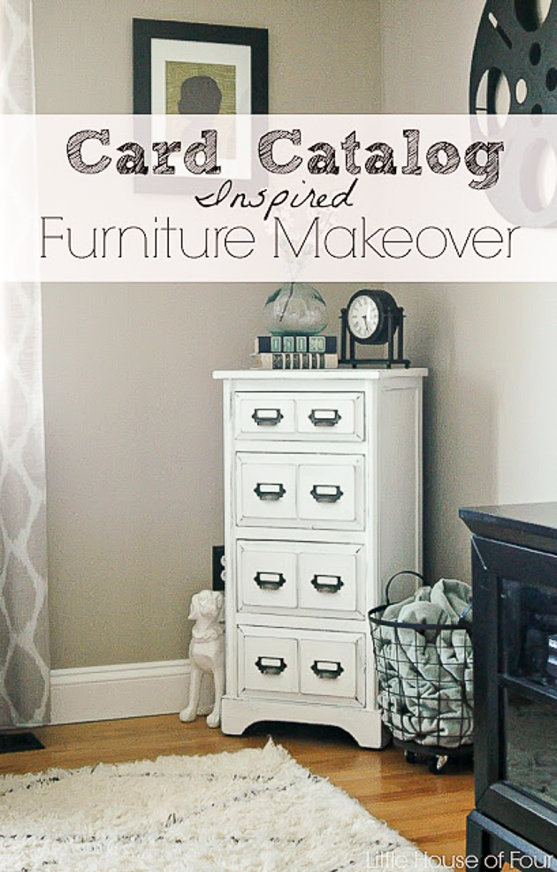 How to Make a Faux Card Catalog From a Hardware Organizer  Little House of  Four - Creating a beautiful home, one thrifty project at a time.