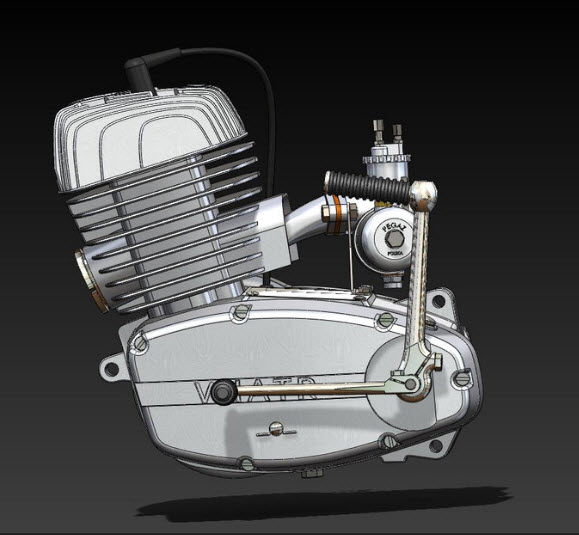 3D Model W2A SHL M11 Polish motorcycle Engine 2T / for free downlads