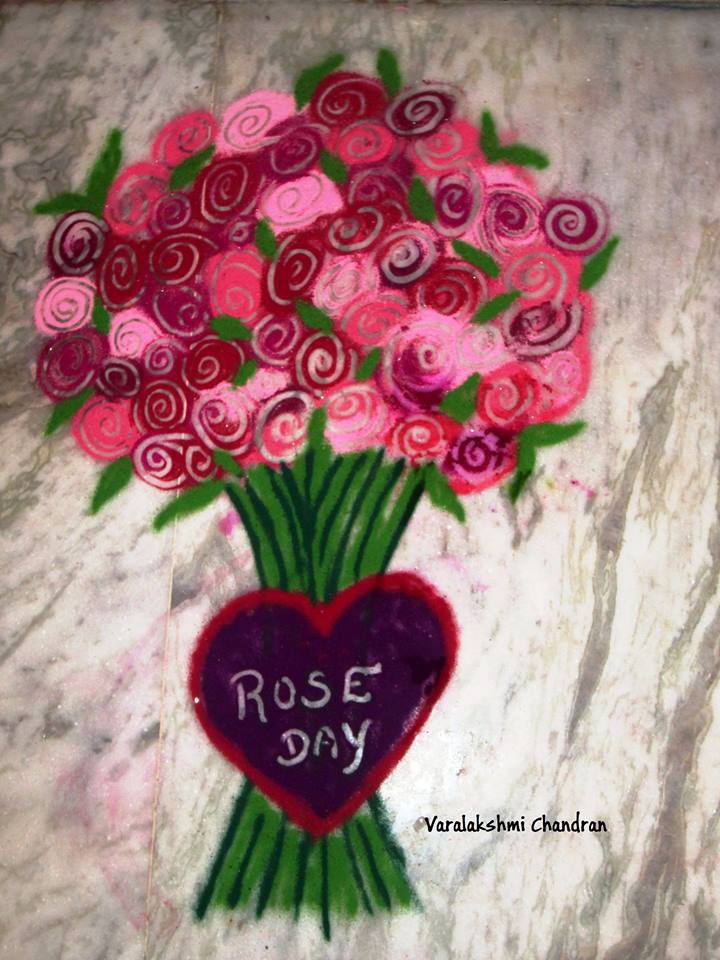 TELUGU WEB WORLD HAPPY ROSES DAY RANGOLI ART