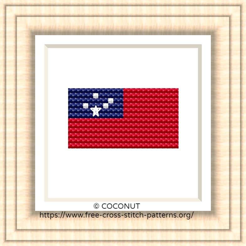 NATIONAL FLAG OF SAMOA CROSS STITCH CHART