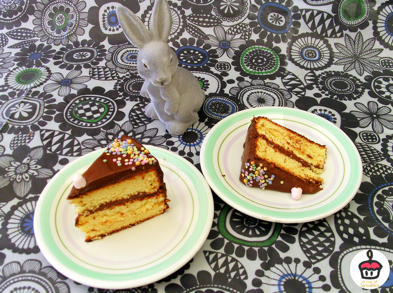 Chocolate Vanilla Easter cake Two ingredients chocolate frosting & vanilla cake