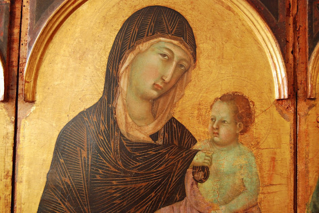 Madone et enfants, Duccio (XIVème siècle) – vue d’ensemble et détail
