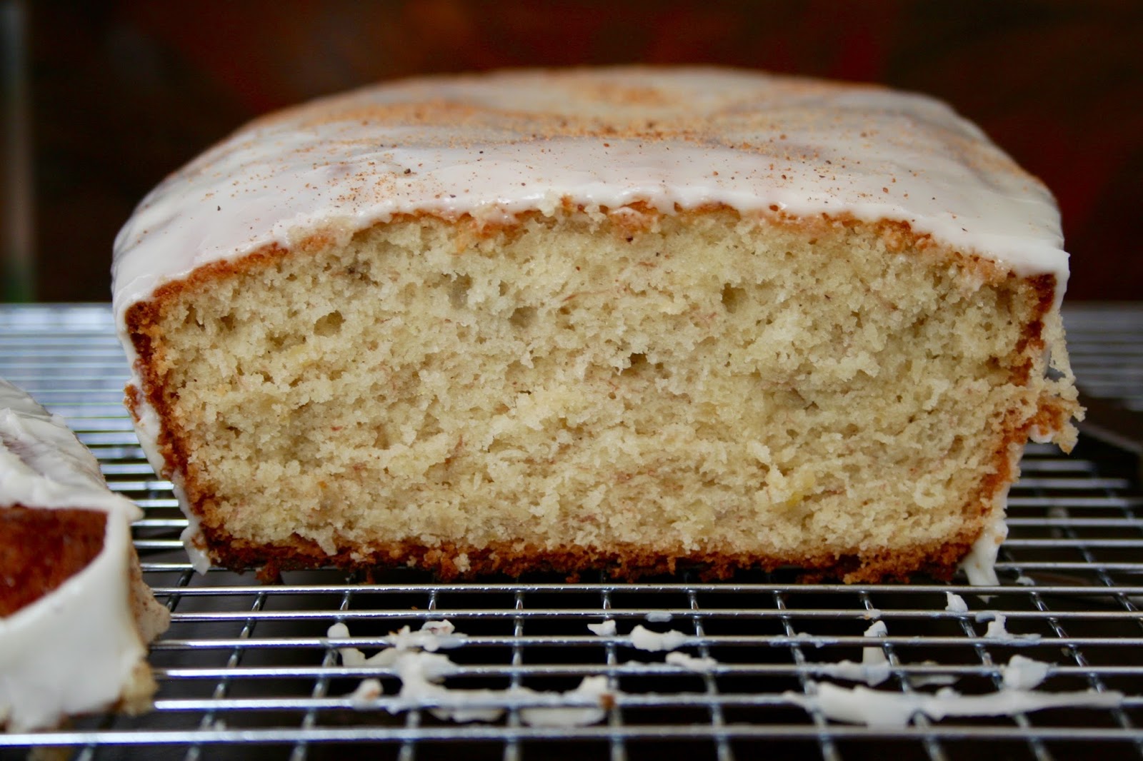 Eggnog Banana Bread with Eggnog Glaze