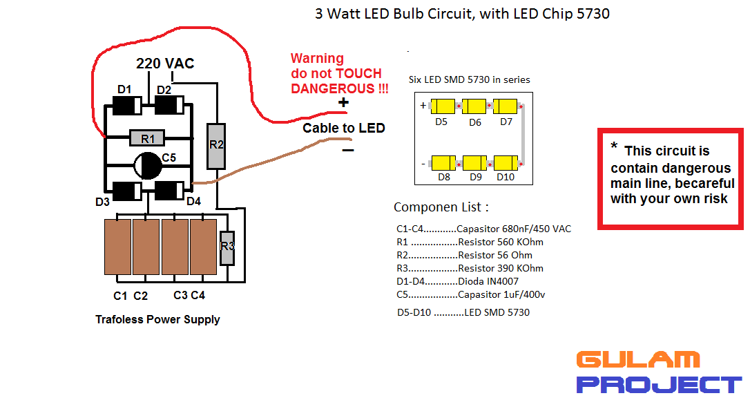 Gulam Project How to make LED lamp at home with LED SMD 5730