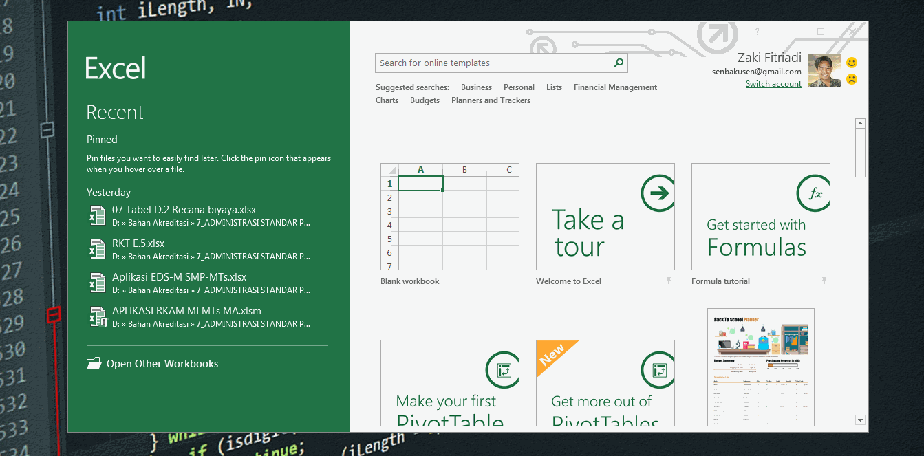 Membuat Dan Membuka Workbook Baru Excel 2016