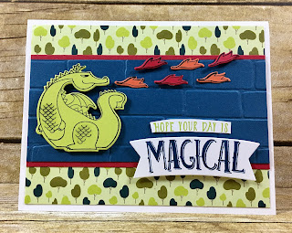 This dragon card uses Stampin' Up!'s adorable Magical Day Bundle!  Instructions on the blog!  #StampTherapist #stampinup www.StampTherapist.com