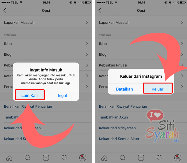 cara keluar instagram iphone terbaru