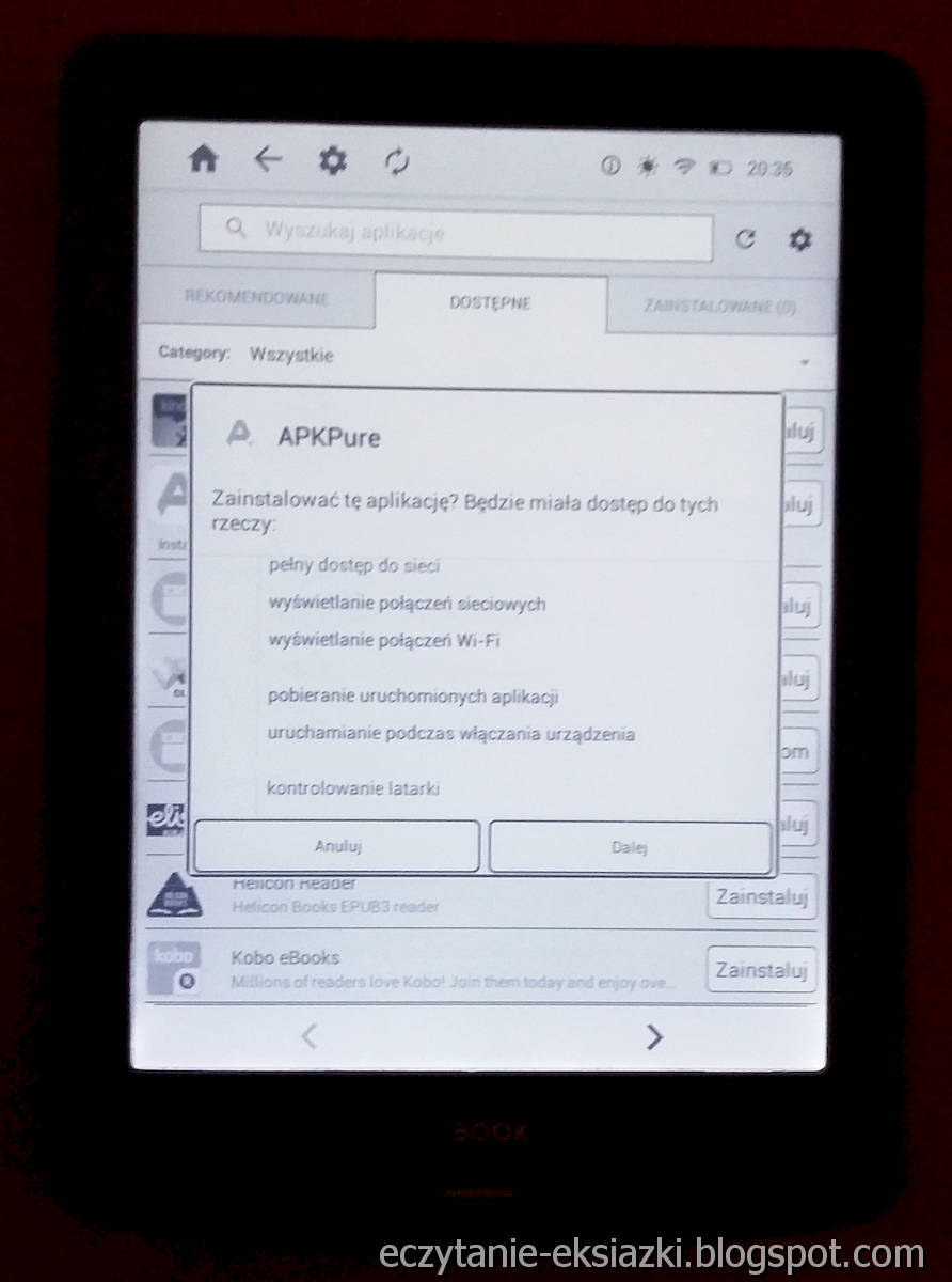 InkBOOK LUMOS – instalowanie aplikacji APKpure
