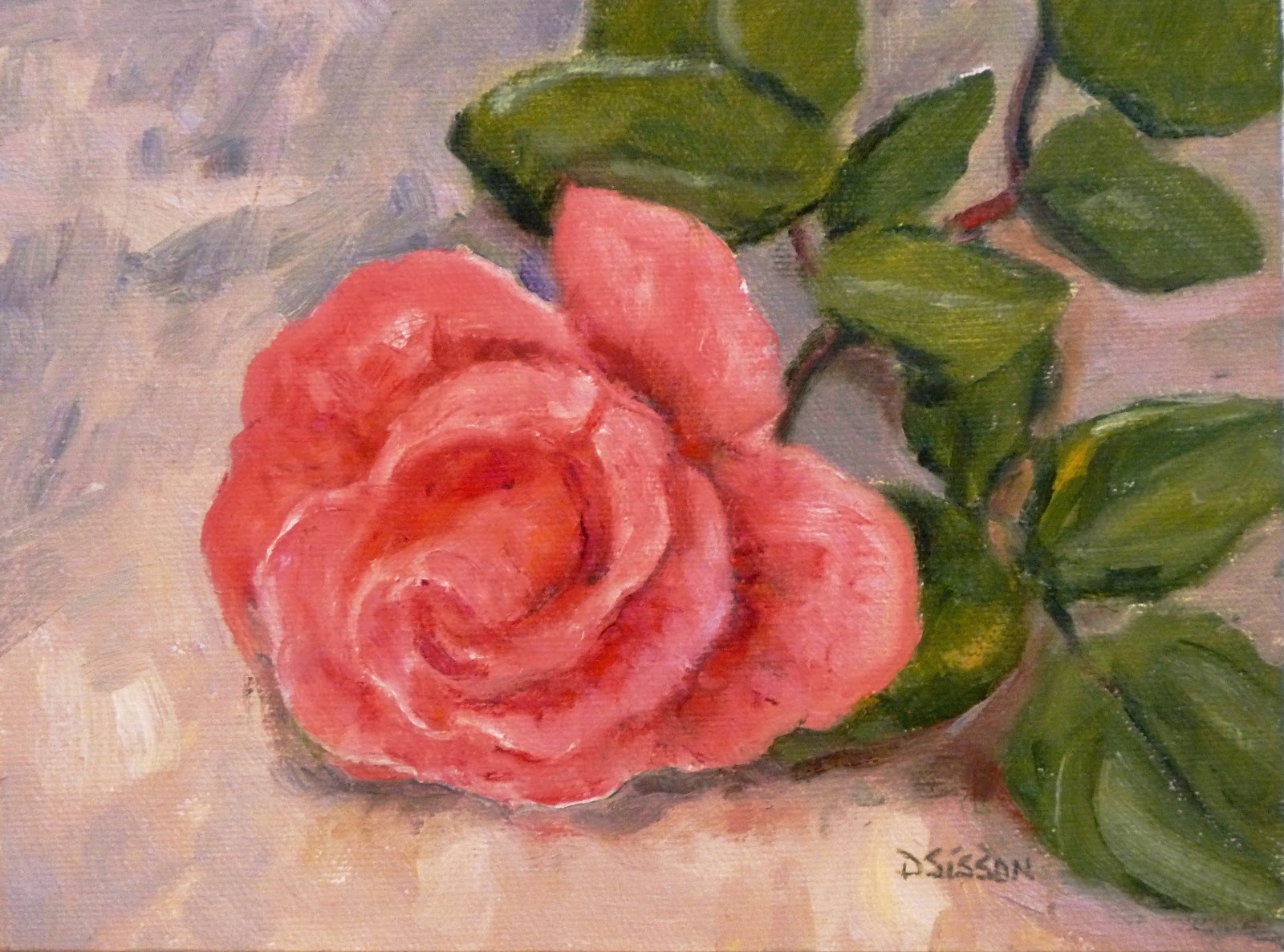 Daily Painting Projects Pink Rose Oil Painting Flower Art Still