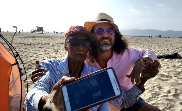 Lonny Jones with Omar Cherif at the Venice Beach Drum Circle — 16 September 2017