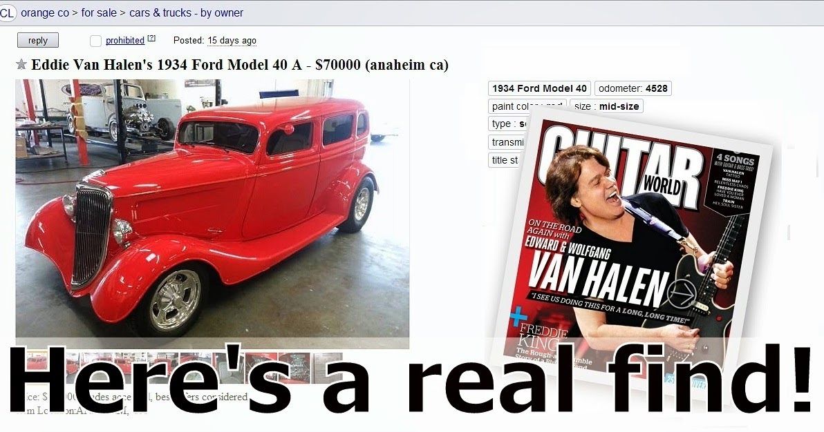 Here's a real find Eddie Van Halen's Hot Rod is for sale on Craigslist