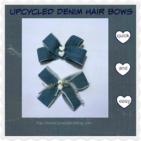 Upcycled denim hair bows