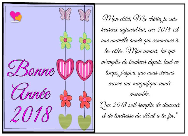 Souhaiter une bonne année à votre amoureux ou amoureuse Magnifique carte de vœux 2018 originale