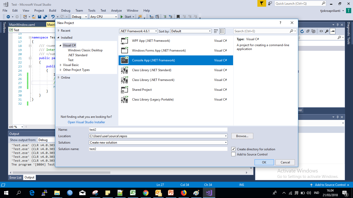 Menampilkan Hello world C# dengan Visual Studio