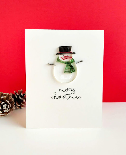 quilling, Christmas card, christmas quilling, Quilled snowman, quilled card, quilling by ishani, Quillish, quilling on stamps, cards by ishani, janes doodles winter wishes stamp card