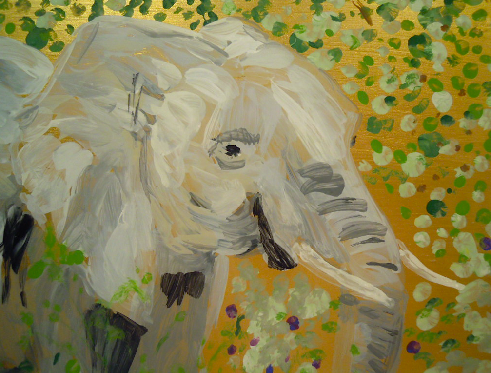 An Elephant a Day Elephant No. 229 Reverse Painting on Glass