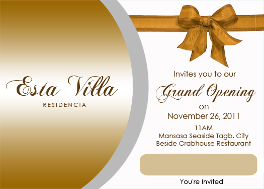 steven minds esta villa grand opening invitation card