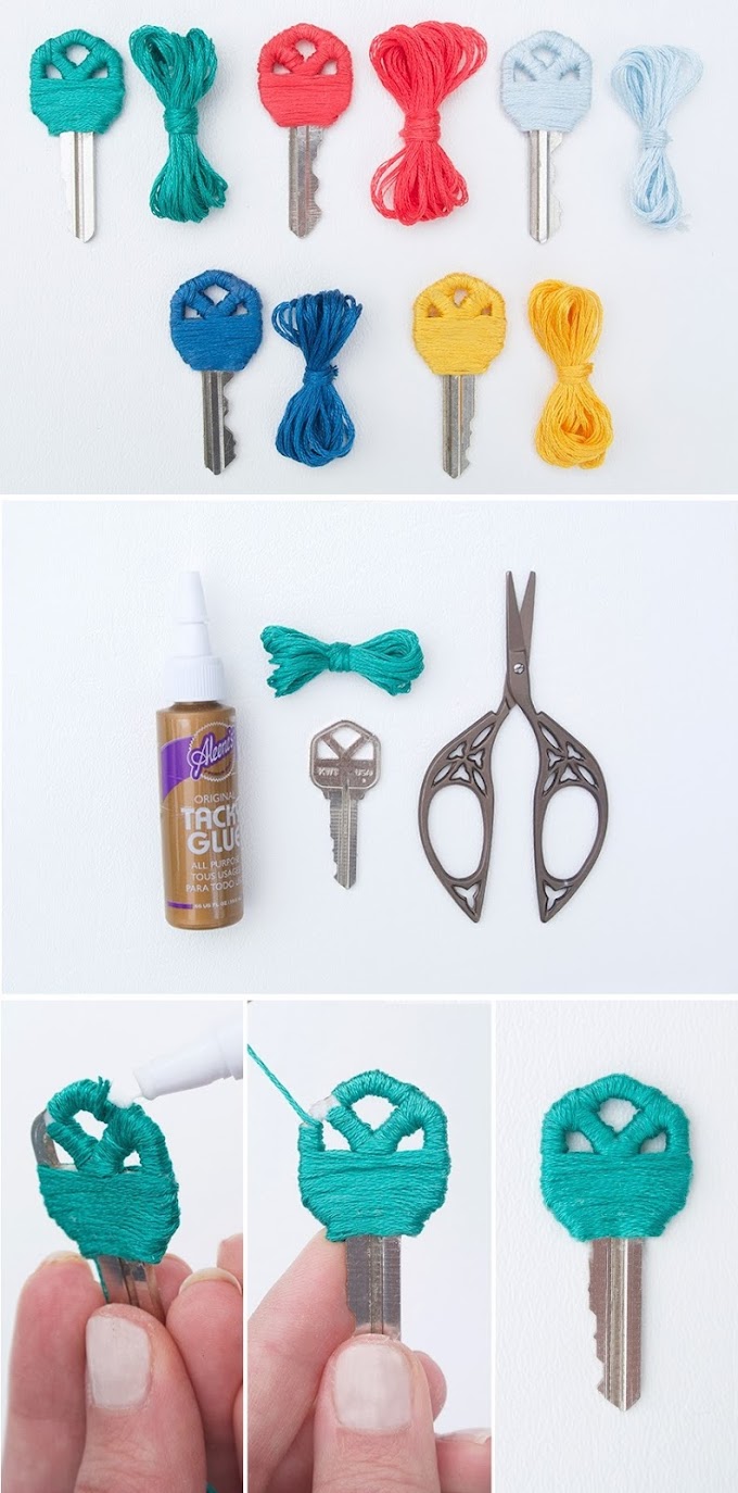 diy Yarn Wrapped Key Covers