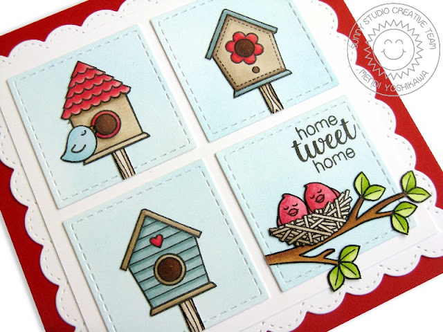 Sunny Studio Stamps A Bird's Life Card (with stitched scalloped border dies) by Mendi Yoshikawa