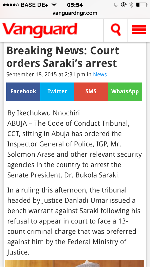 Stella Dimoko Korkus Com Senate President Saraki S Warrant Of