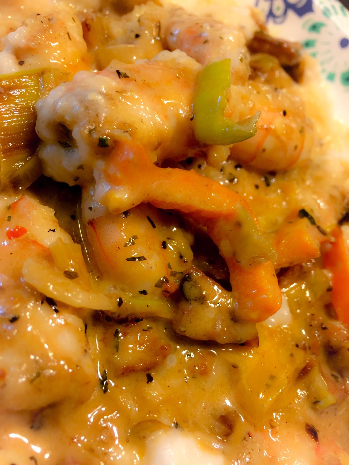 Ain't no cooking like Momma's Andouille Cream Sauce Shrimp and Cheese